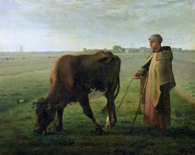 Frau weidet ihre Kuh, 1858 von Jean Francois Millet